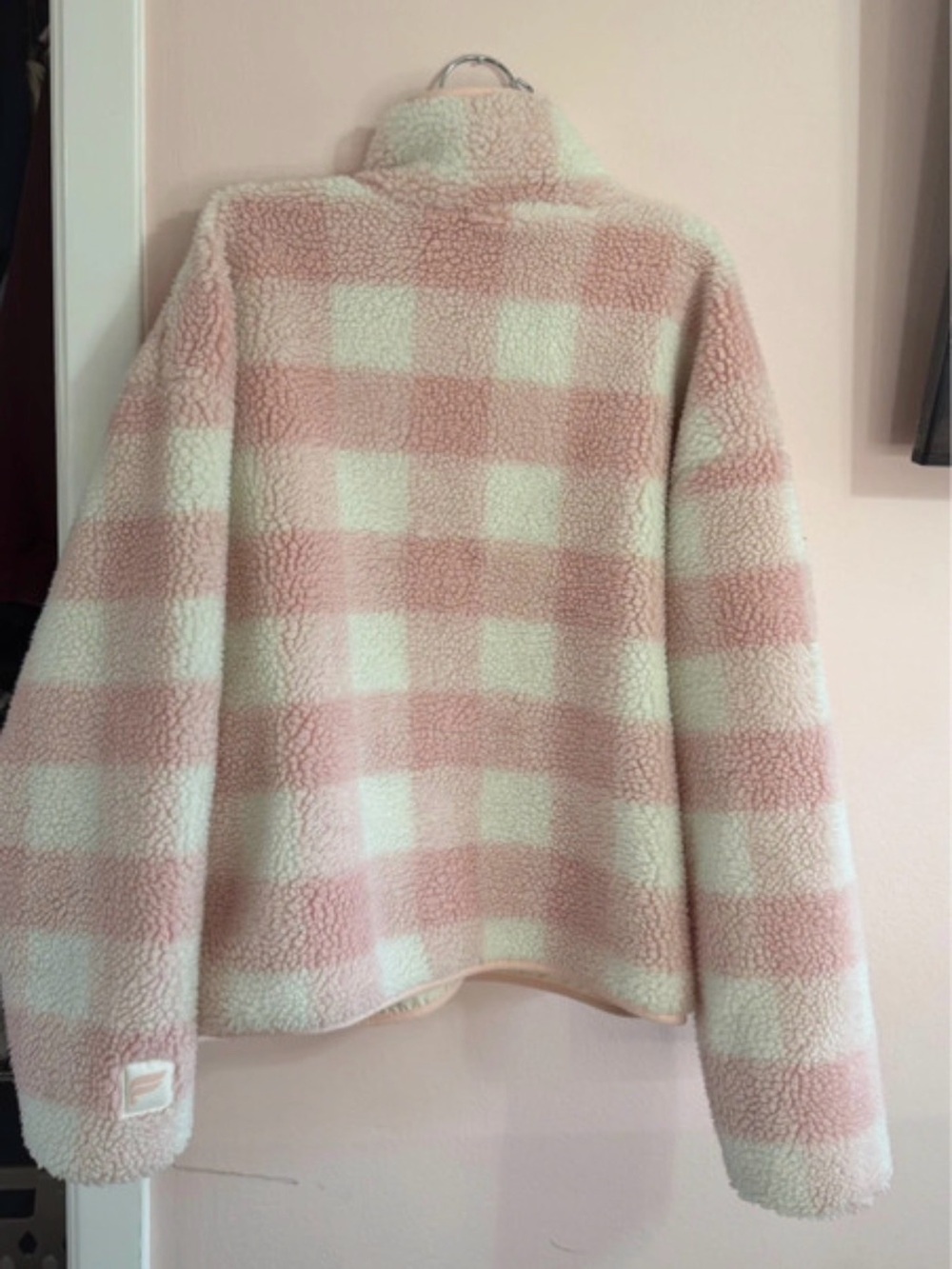 Fabletics Tahoe Teddy Jacket Women's Pink Gingham Plaid Sherpa Jacket Size Large - Picture 7 of 9